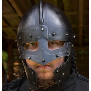 Viking Raven Helmet With Chainmail Black Finish