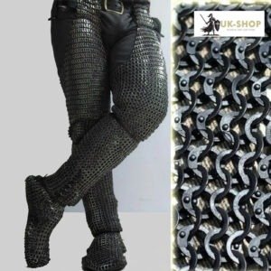 Chain mail Chausses 9MM Flat Ring Riveted With Solid Rings Mild Steel