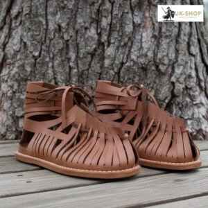 Roman Sandals Caligae - Brown Leather with Flat Hobnails