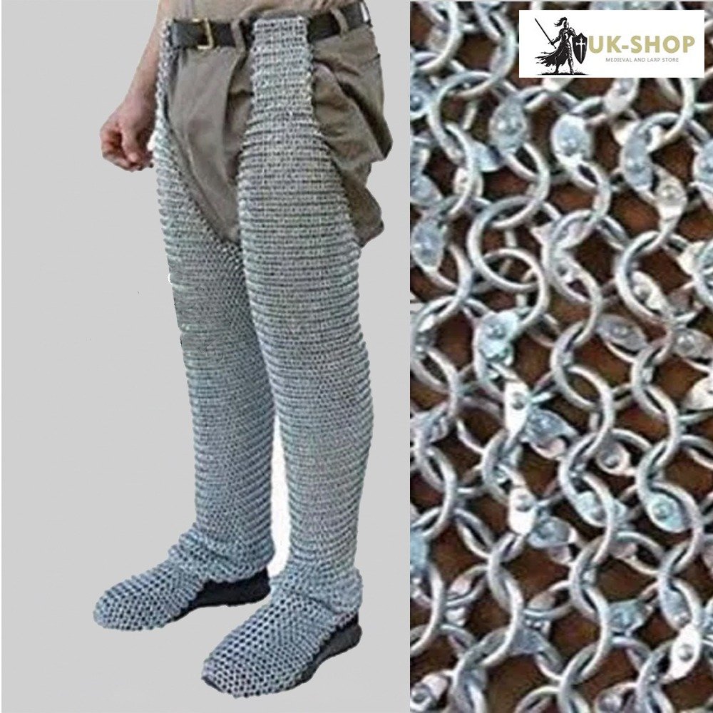 chainmail legging round riveted every rings Chain mail Chausses 9mm Round Riveted