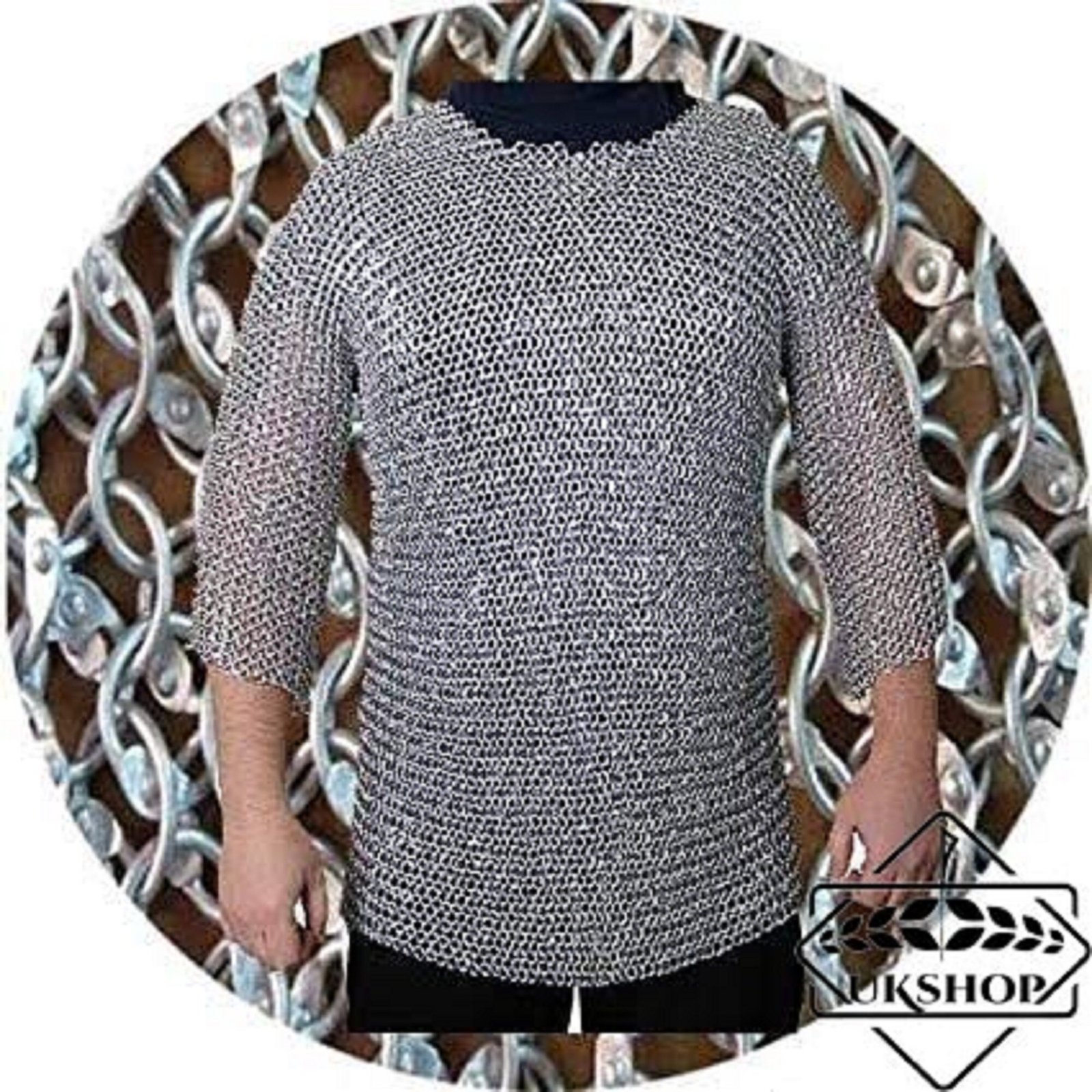 chainmail haubergeon 10mm round ring riveted every ring