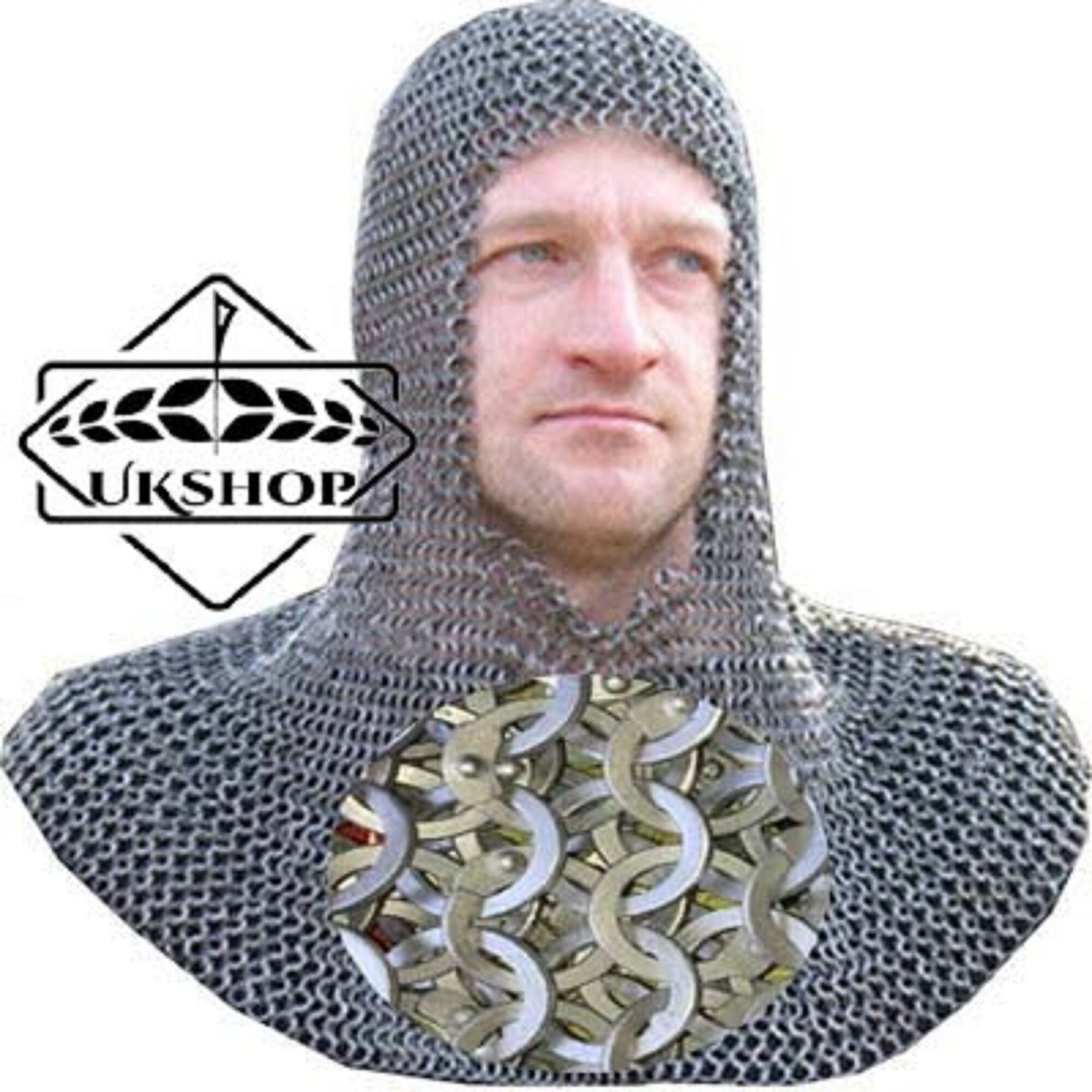 Aluminium Chainmail coif, 9mm Flat riveted with solid rings coif, Thanks giving gift