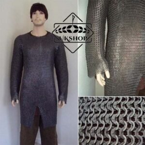 9MM Chainmail shirt, 9mm Wedge Riveted with Solid Rings Chainmail Full sleeves Haubergeon Shirt, Thanks giving gift