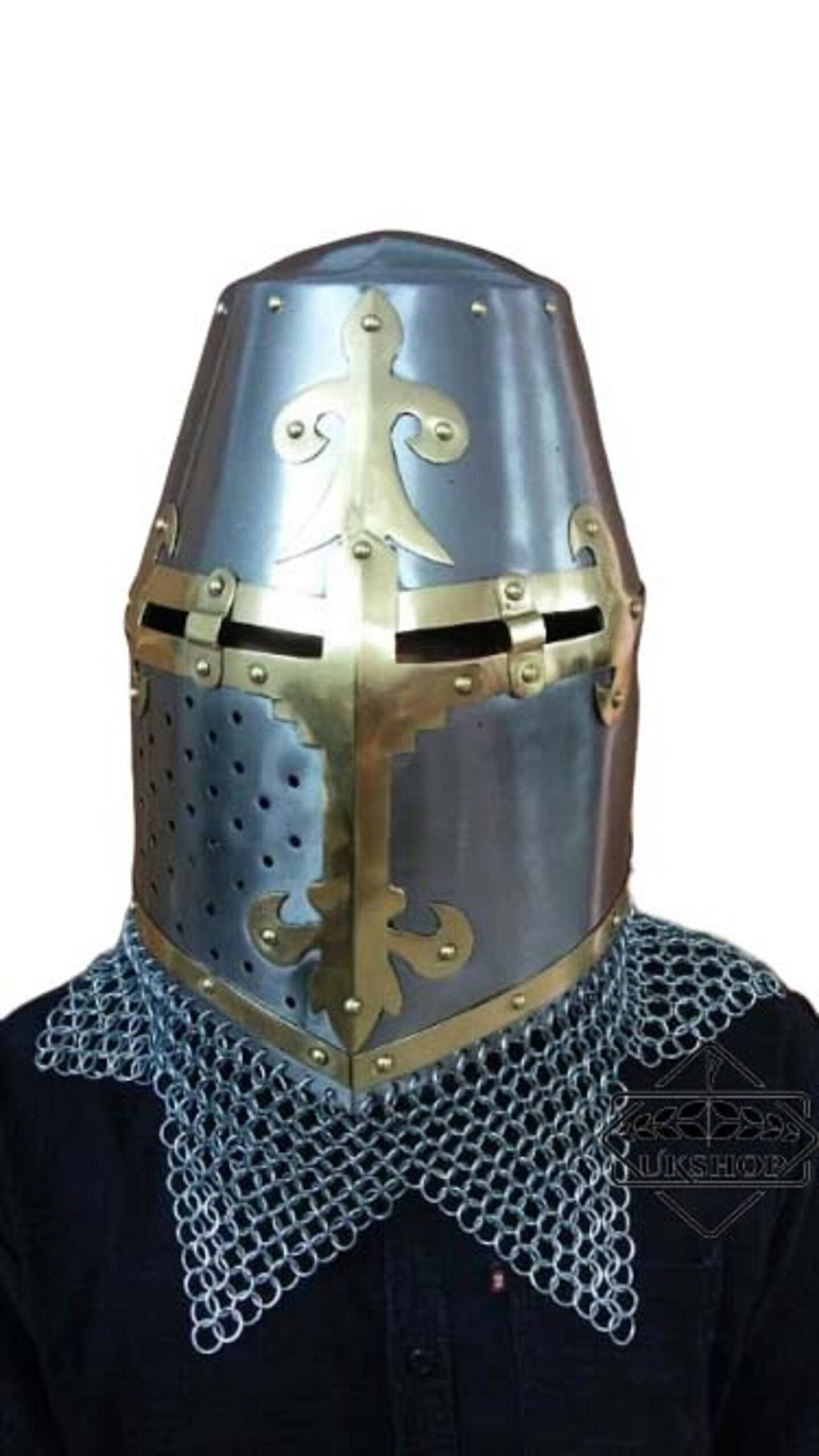Great Crusader Helmet,  King Helmet in 18 Gauge Steel Brass, Thanks giving gift