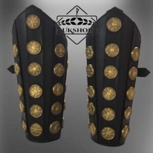 Roman Leather Bracers with Brass Accents "Cassius"; Brass Accented Roman Inspired Bracers| Leather Arm Guard | Thanks giving gift