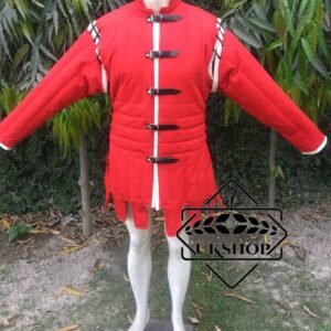 Thick Padded Red Female Costume, Viking women armor Dress, Thanks giving gift
