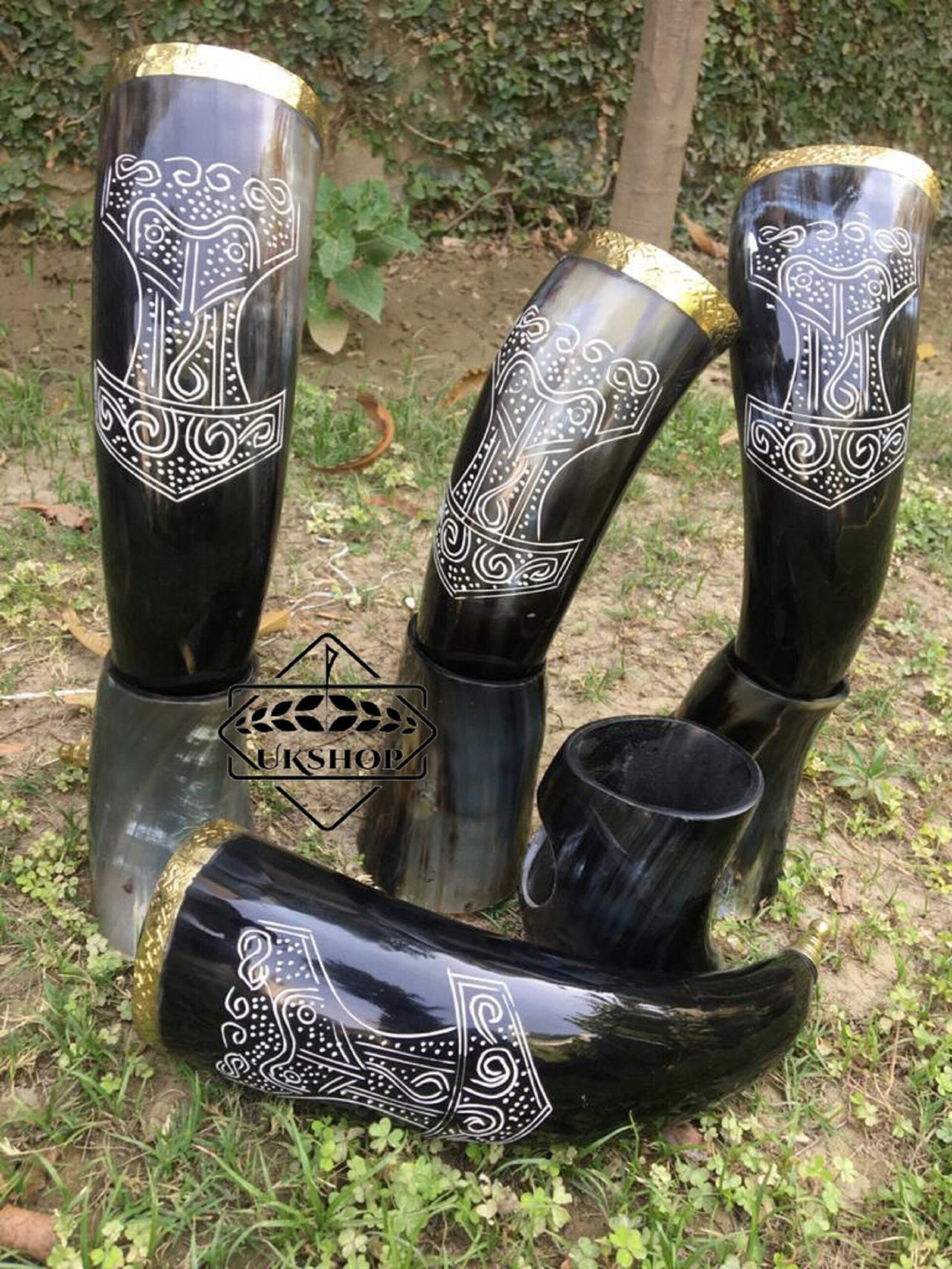 drinking horn with brass