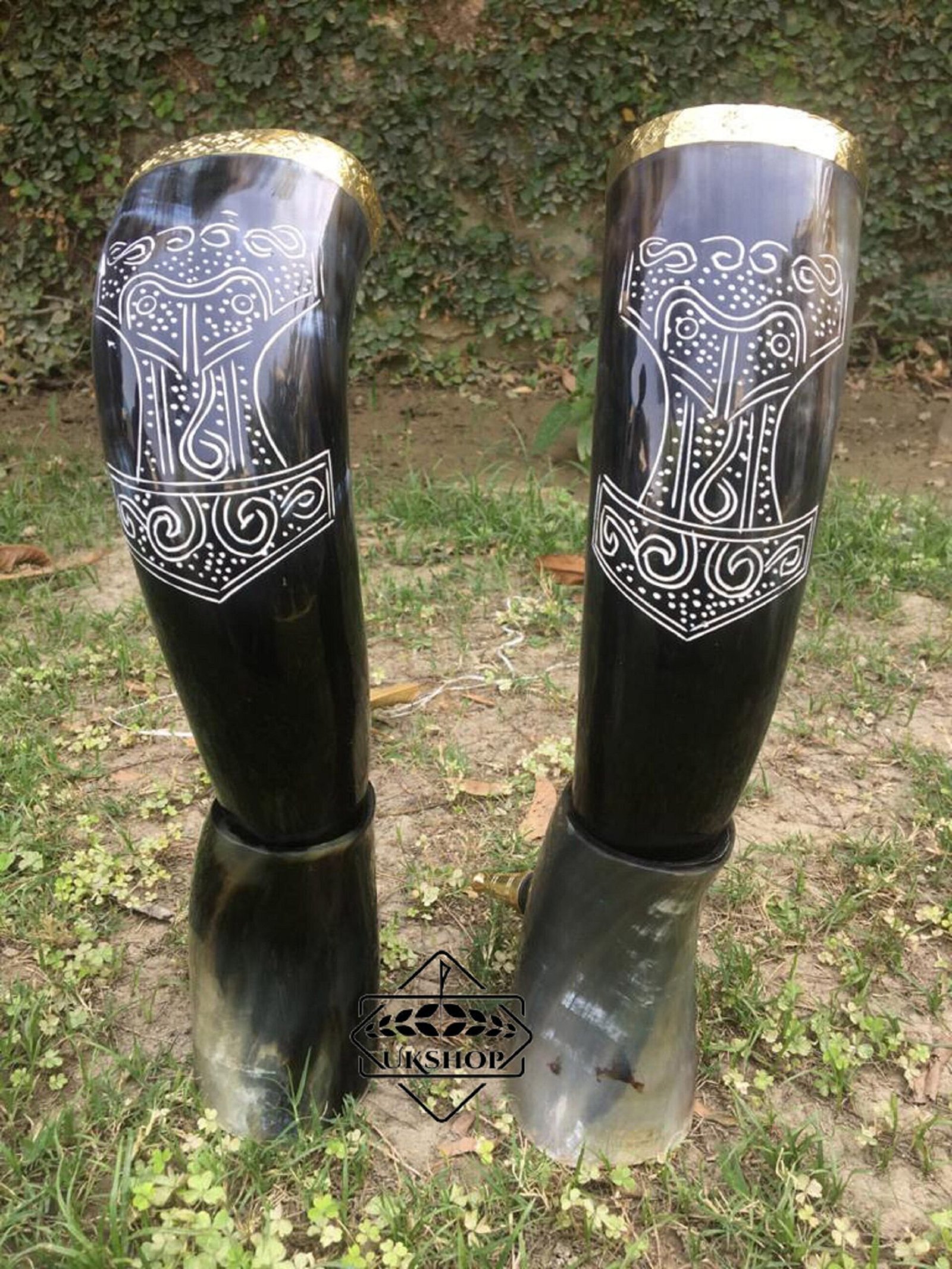 drinking horn with brass