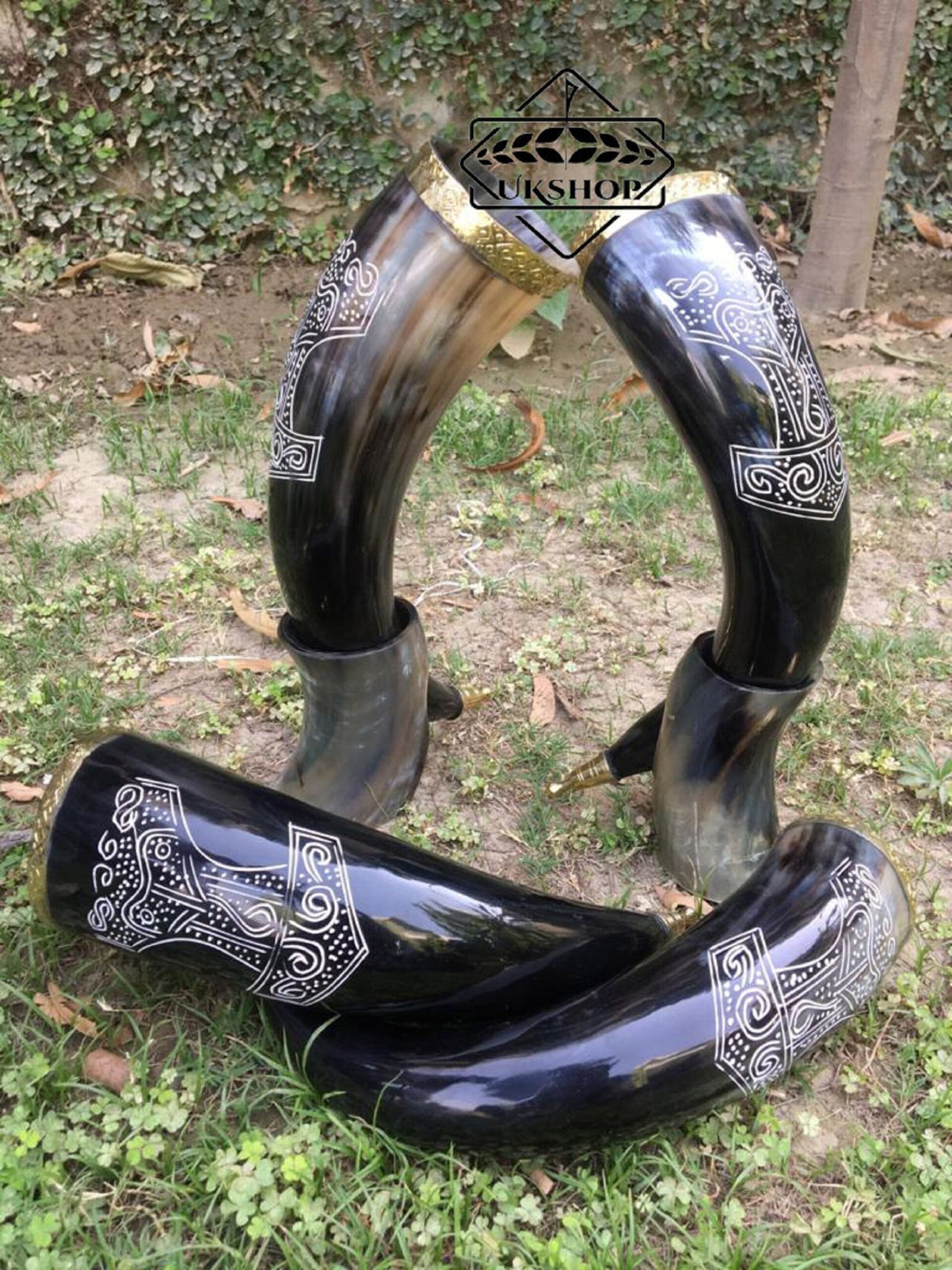 drinking horn with brass