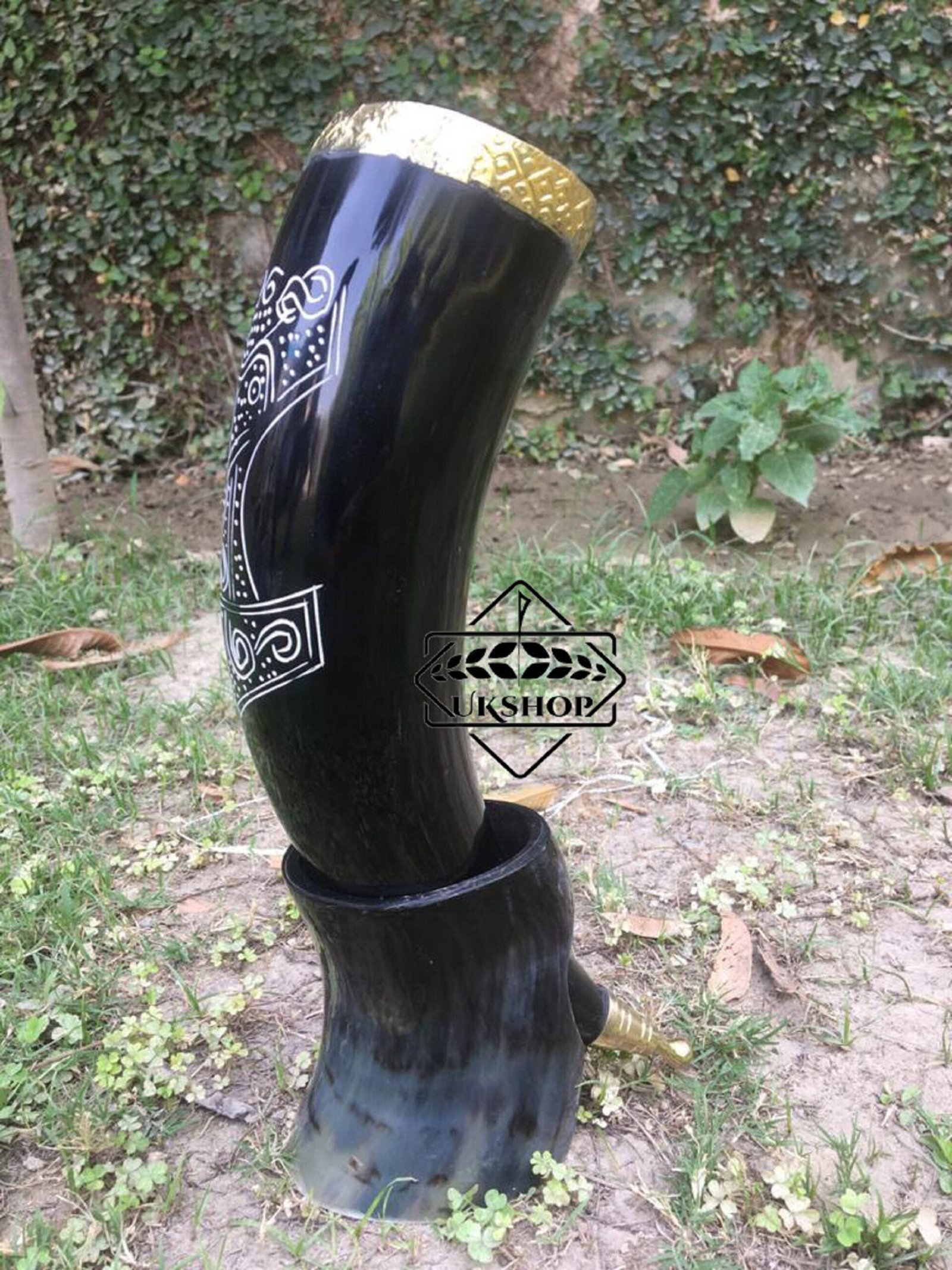 drinking horn with brass