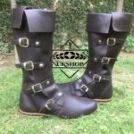 Medieval Leather Boots, Mans Black Leather boots, Thanks giving gift