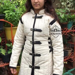 White Aketon Cloth For Female, Quilted gambeson, Thanks giving gift