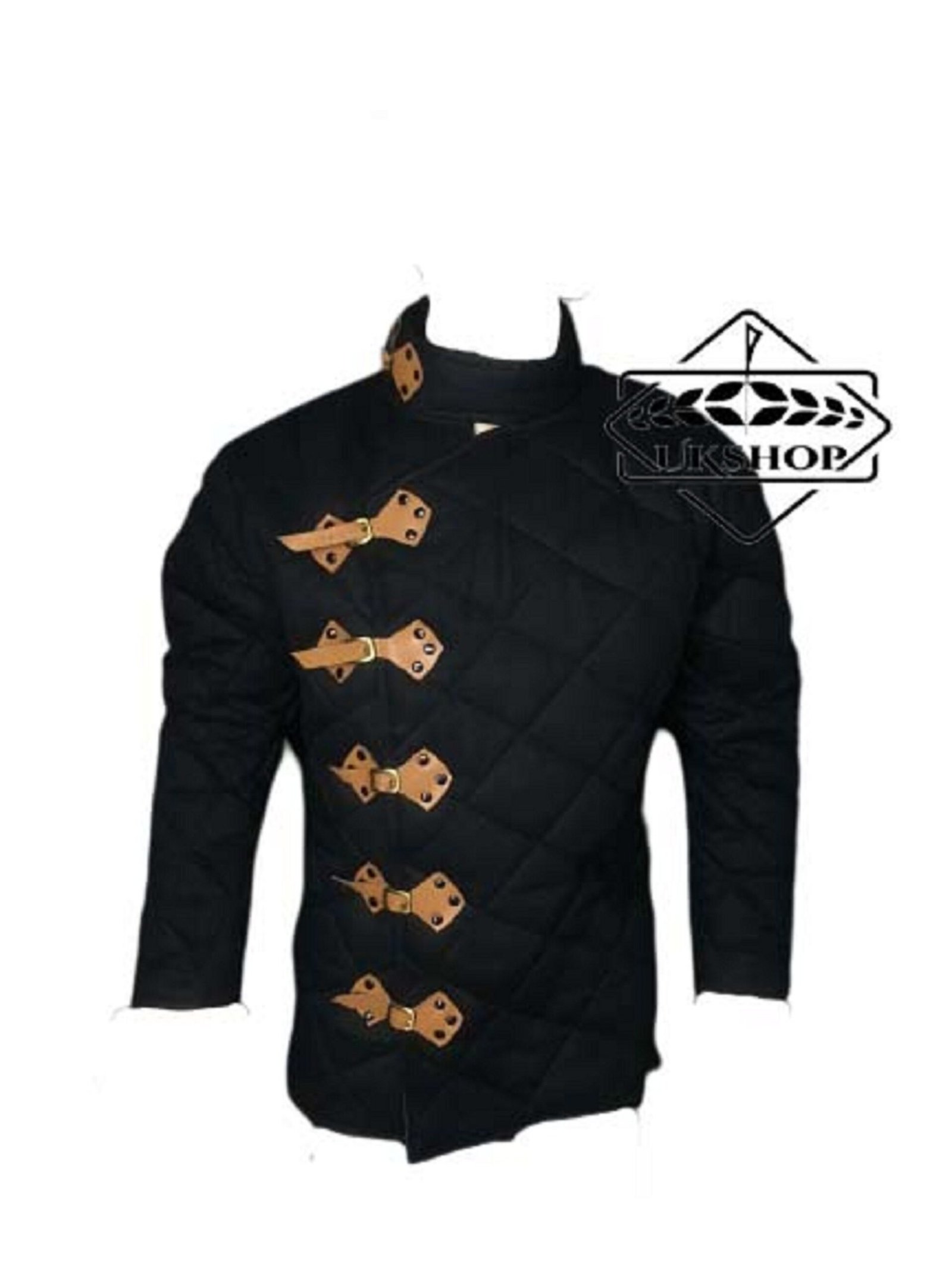 Black Medieval Gambeson,  Thick Padded Black Gambeson, Thanks giving gift