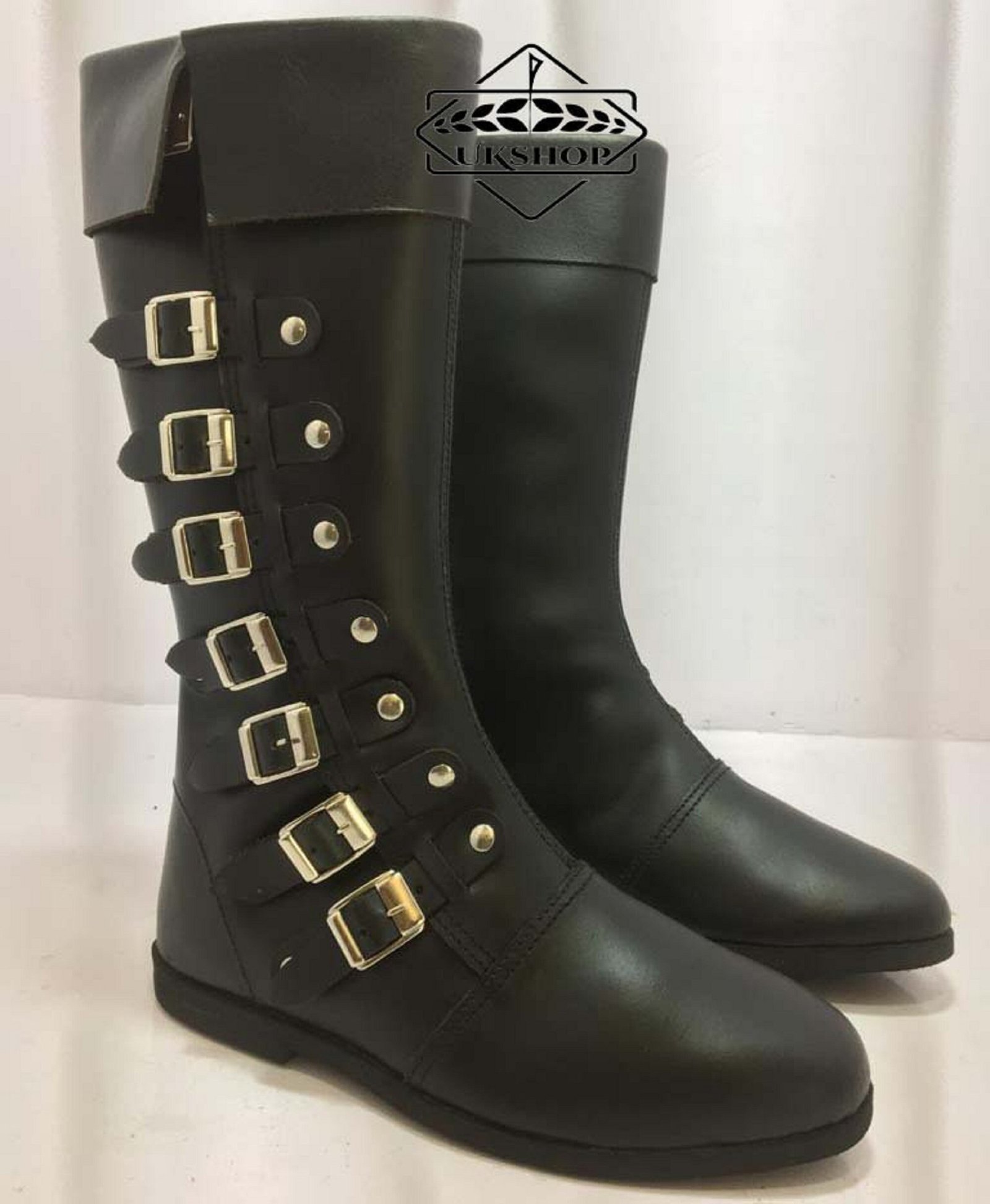 medieval leather boots 8 Buckle