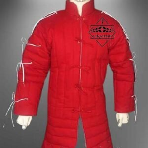 Quilted Red Gambeson, Aketon gambeson with Full Sleeves, Thanks giving gift