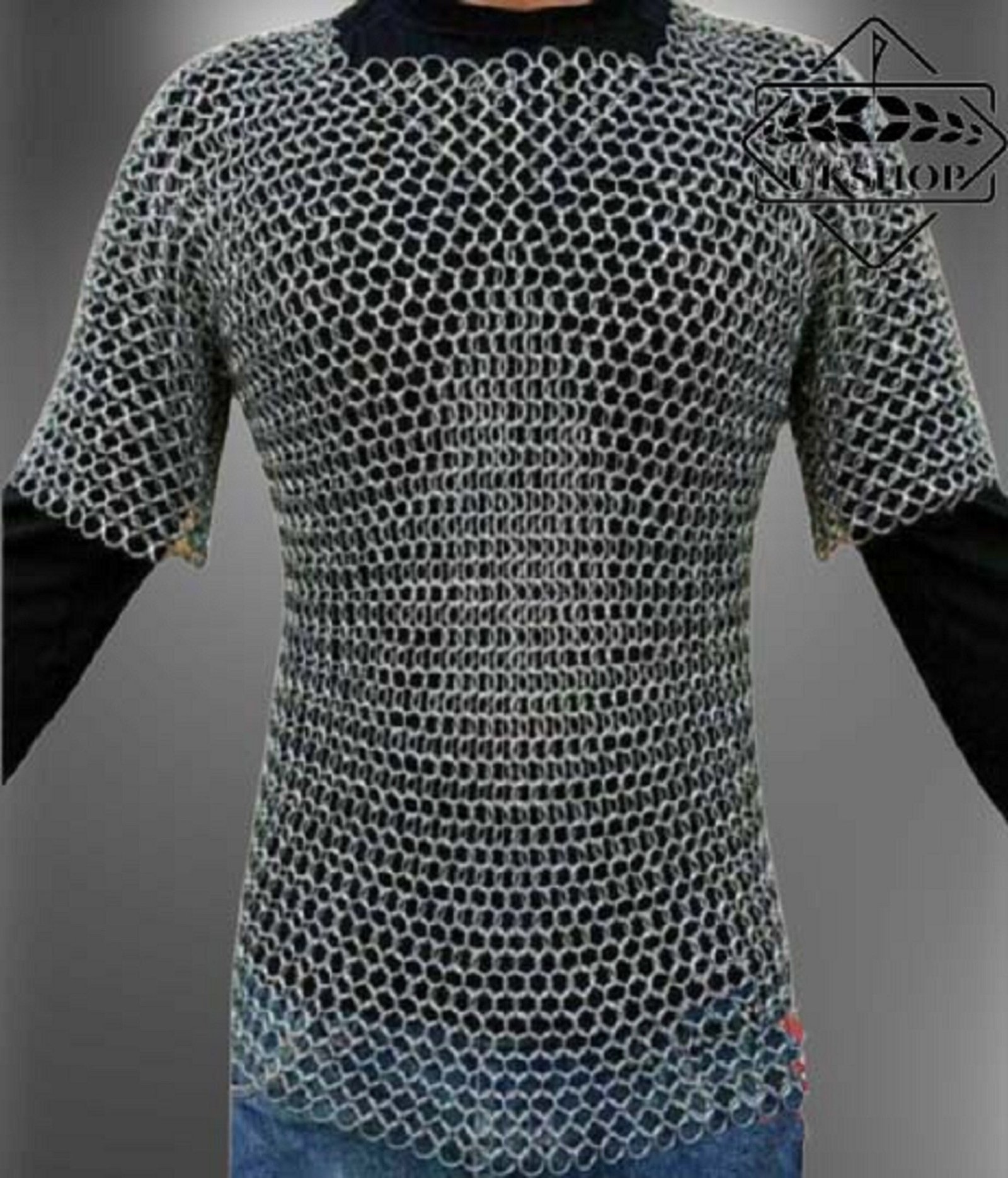 Chainmail shirt, 6mm Aluminium Buted Rings Half Sleeve Medieval OutFit