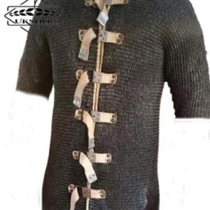 8mm Chainmail shirt, 8MM Flat riveted With Solid Rings chainmail hauberk Front Open