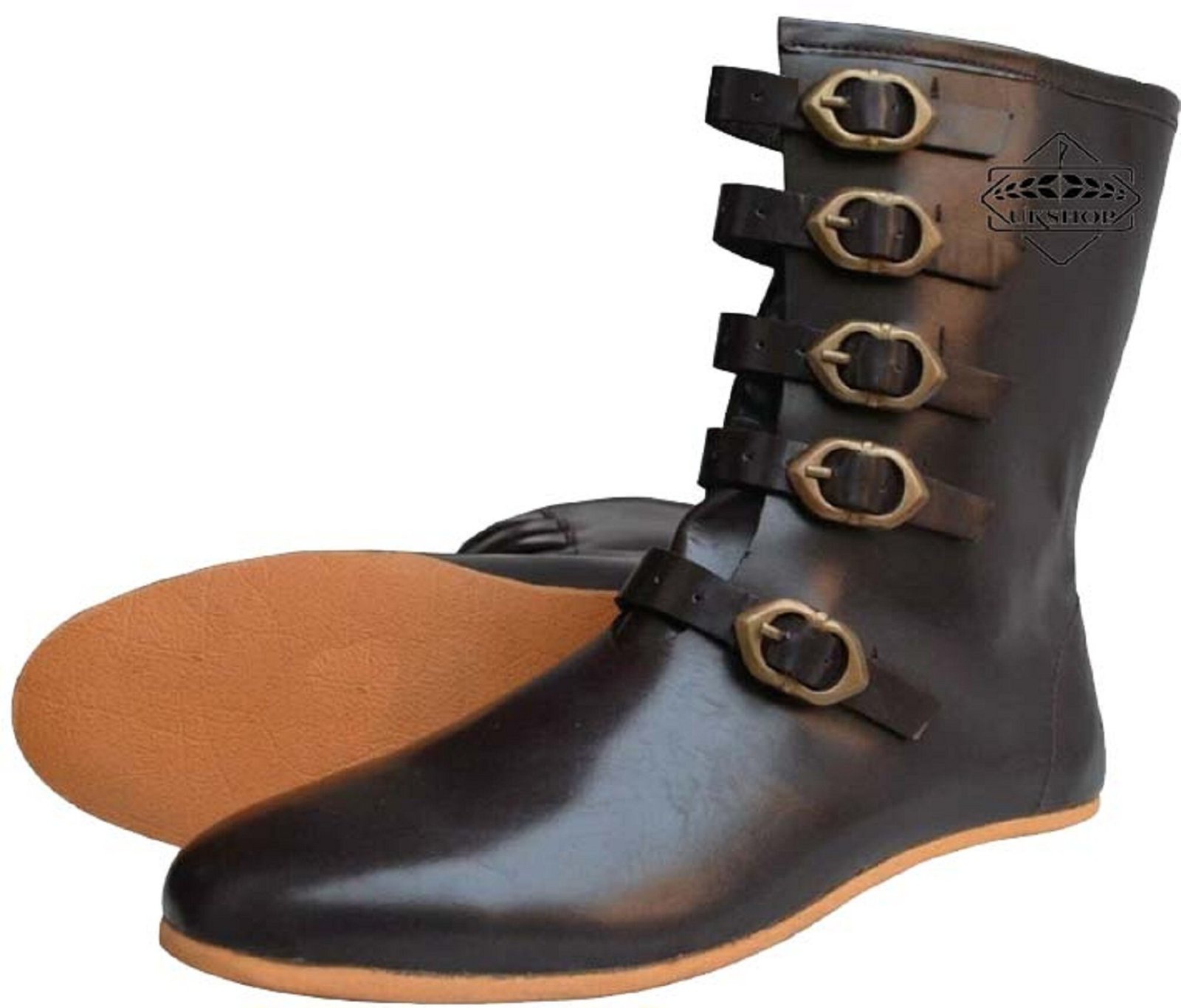 medieval ankle boots 5 Buckle