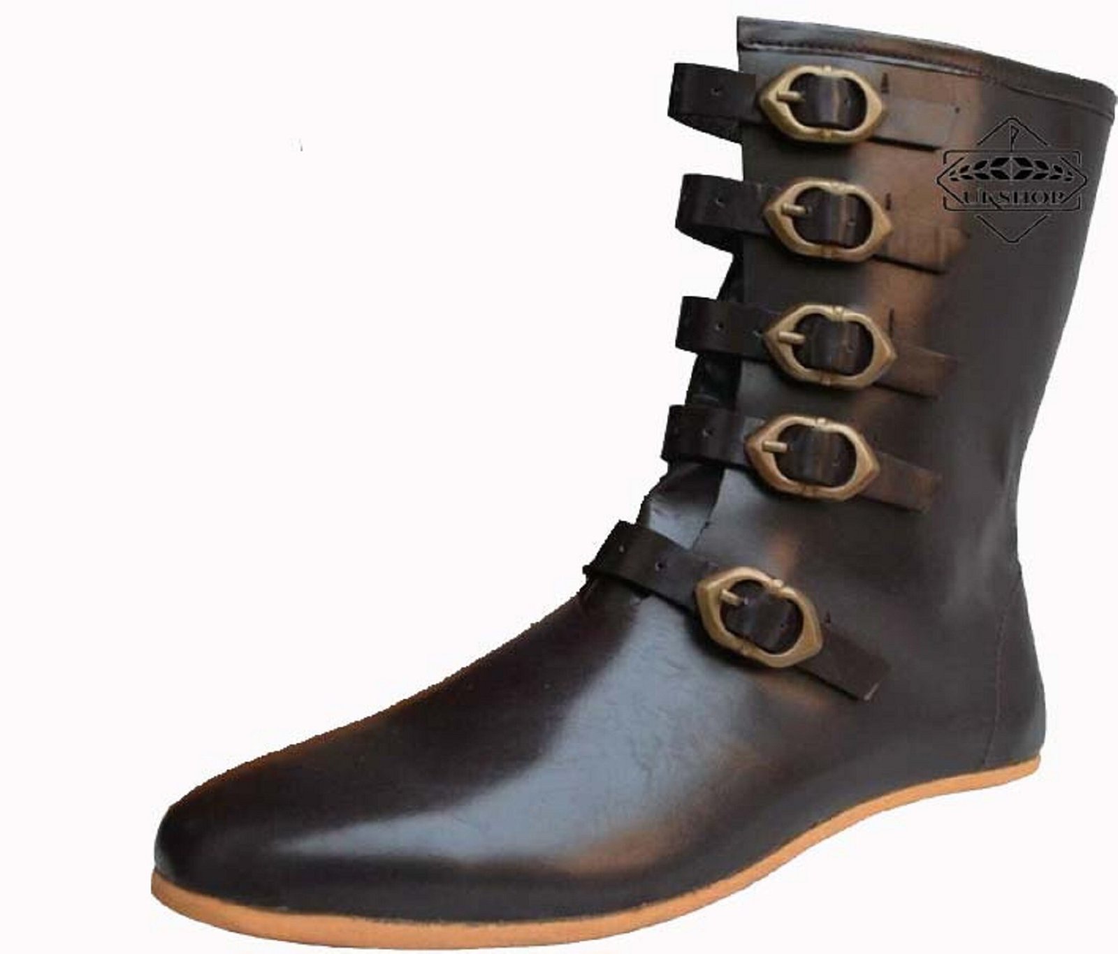 medieval ankle boots 5 Buckle