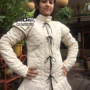 Girl White Gambeson with padding Costume Gambeson, Thanks giving gift