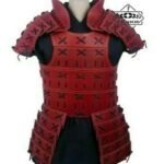 Leather Samurai Armour LARP costume Leather Armour medieval Costume Red And Black Leather medieval body, Thanks giving gift