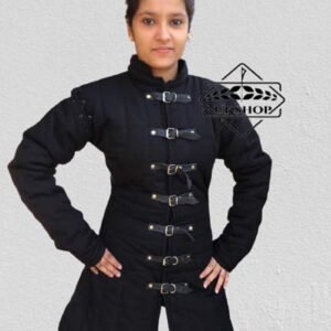 Medieval Black Female Gambeson Full Sleeve Gambeson, Thanks giving gift