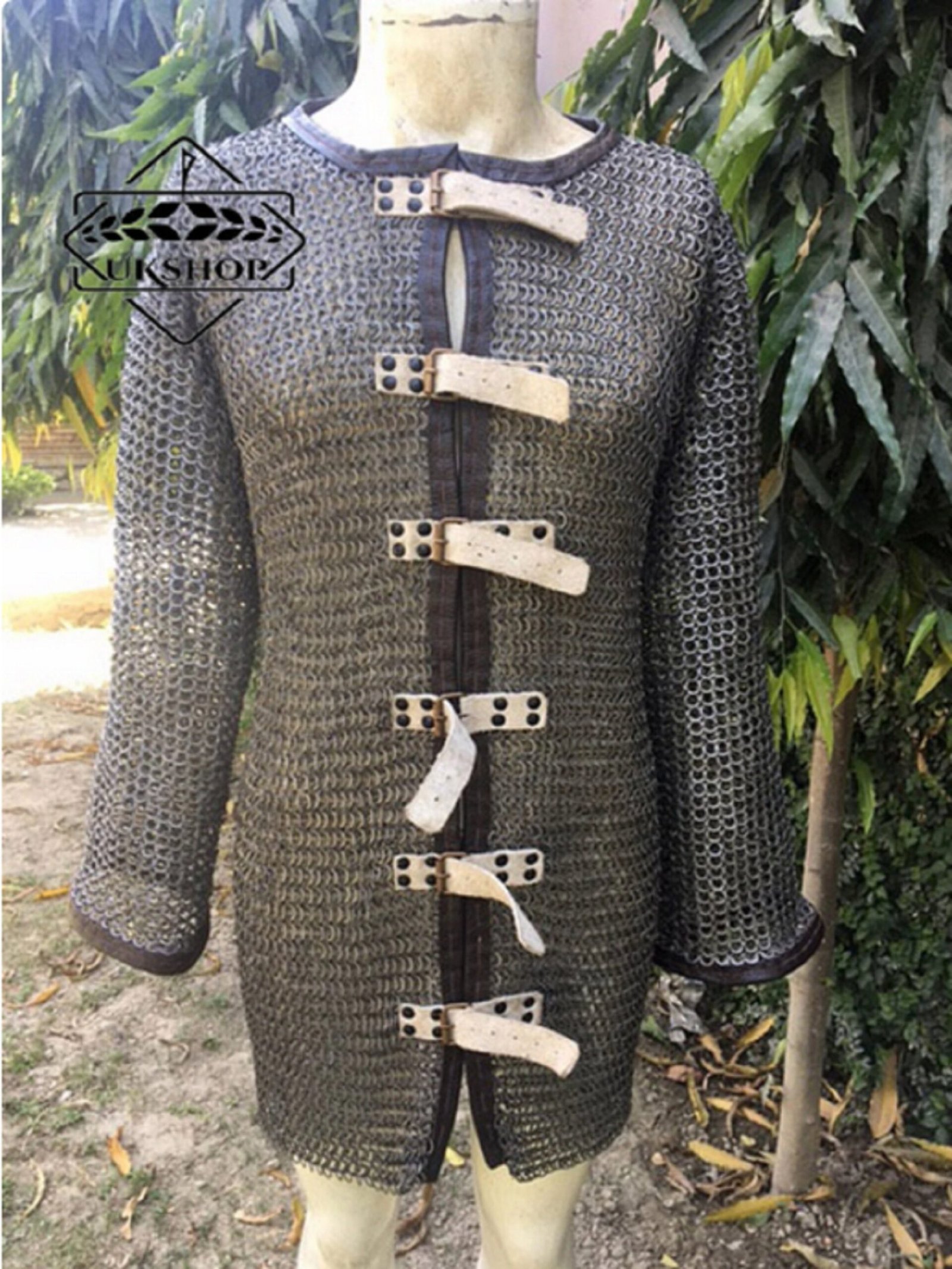 chainmail hauberk with buckle clouser