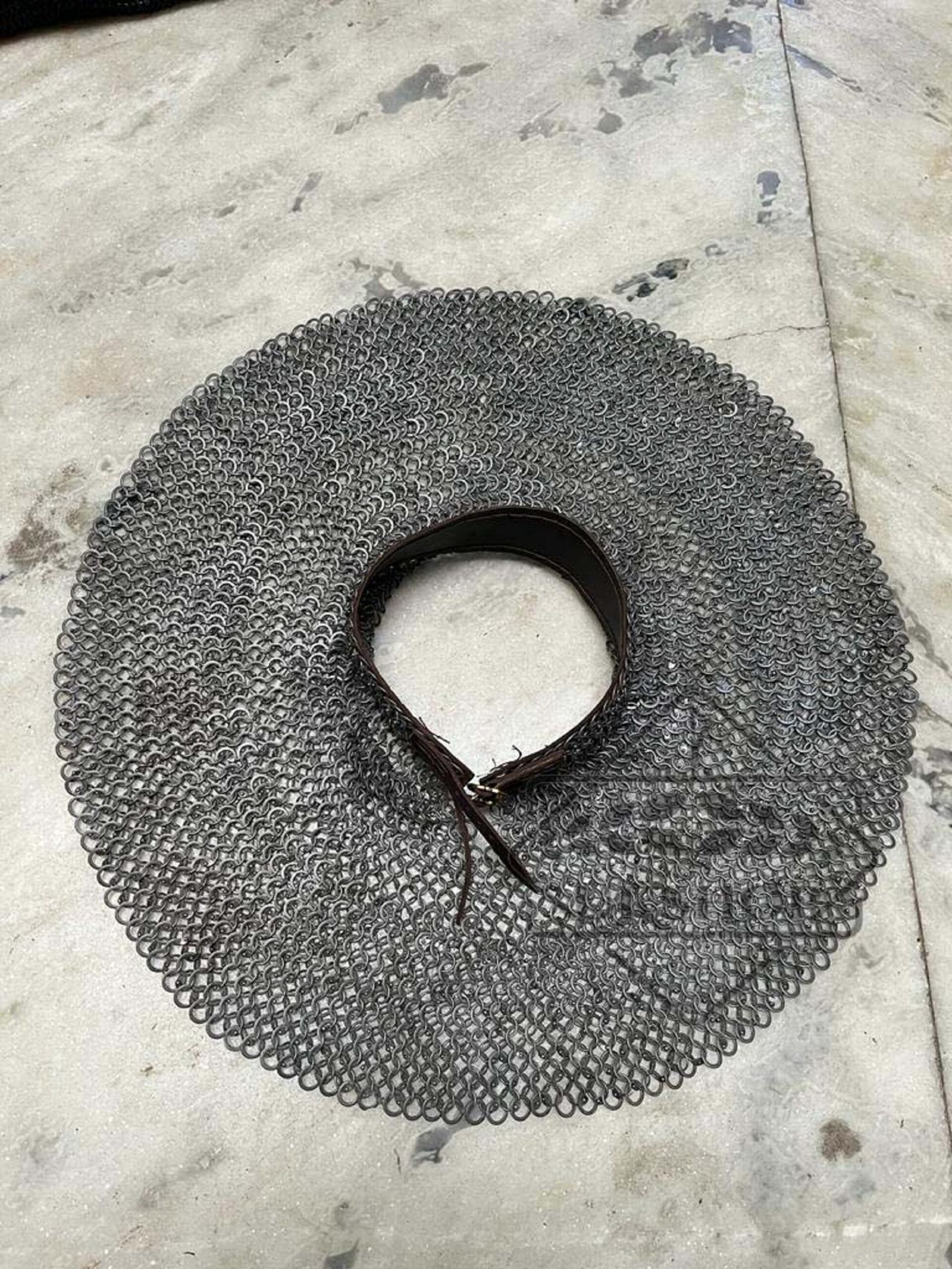 chainmail collar 9mm flat ring riveted mild steel