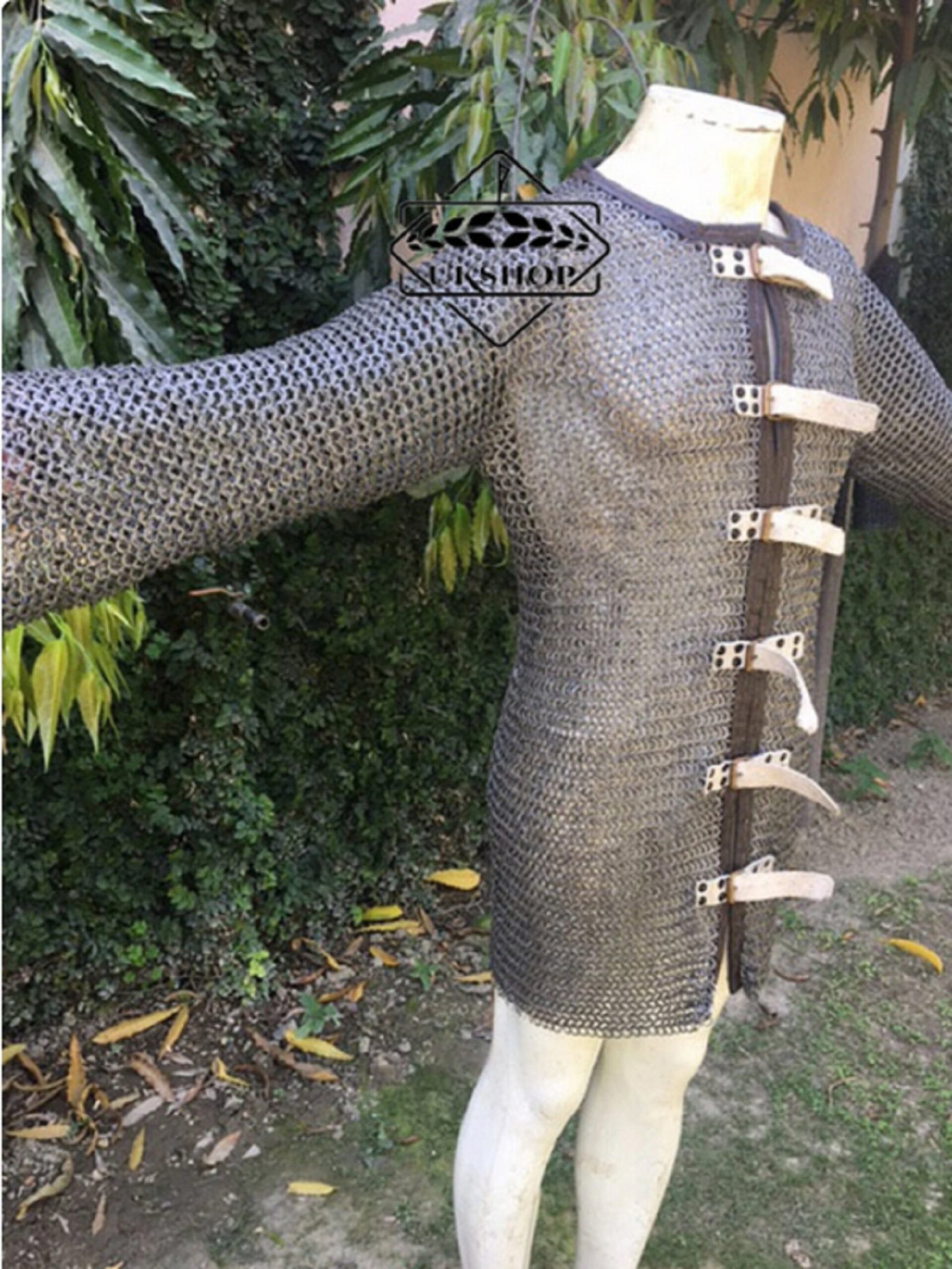 chainmail hauberk with buckle clouser