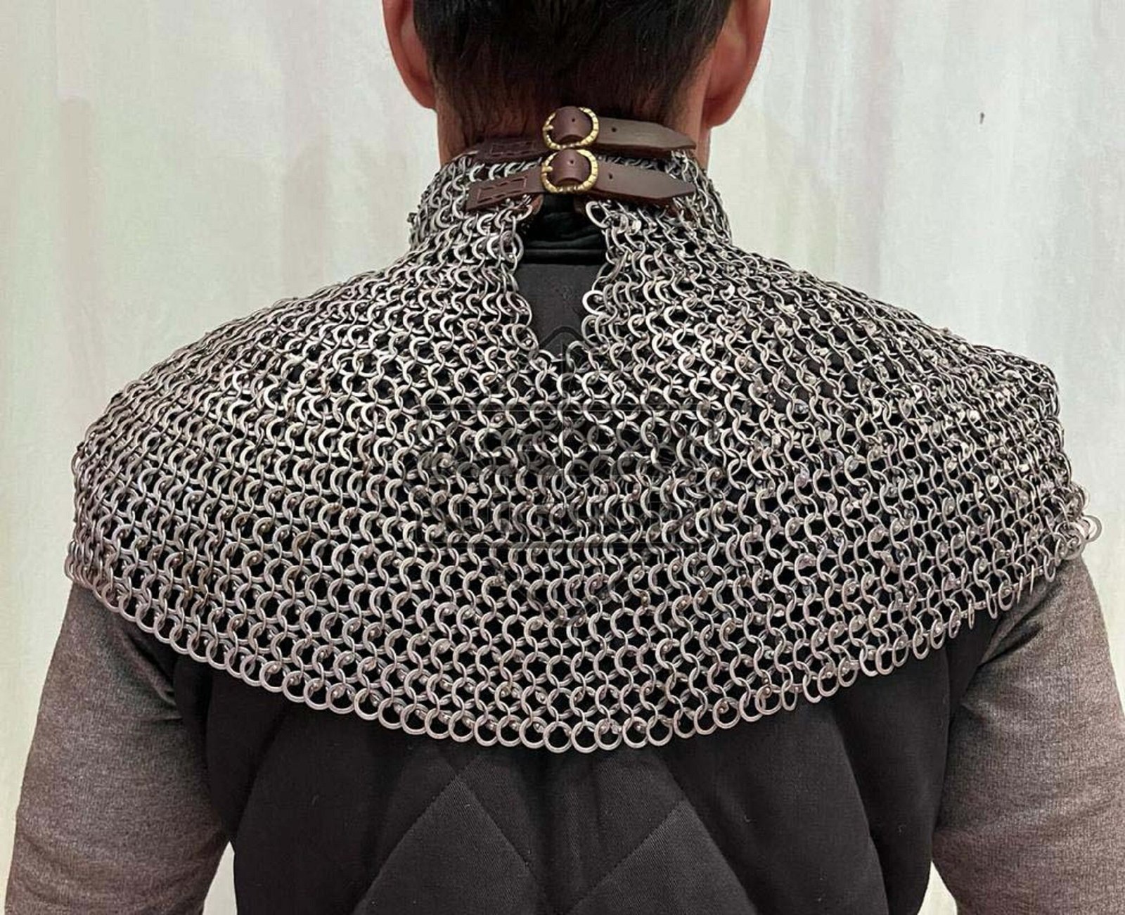 chainmail collar 9mm flat ring riveted mild steel