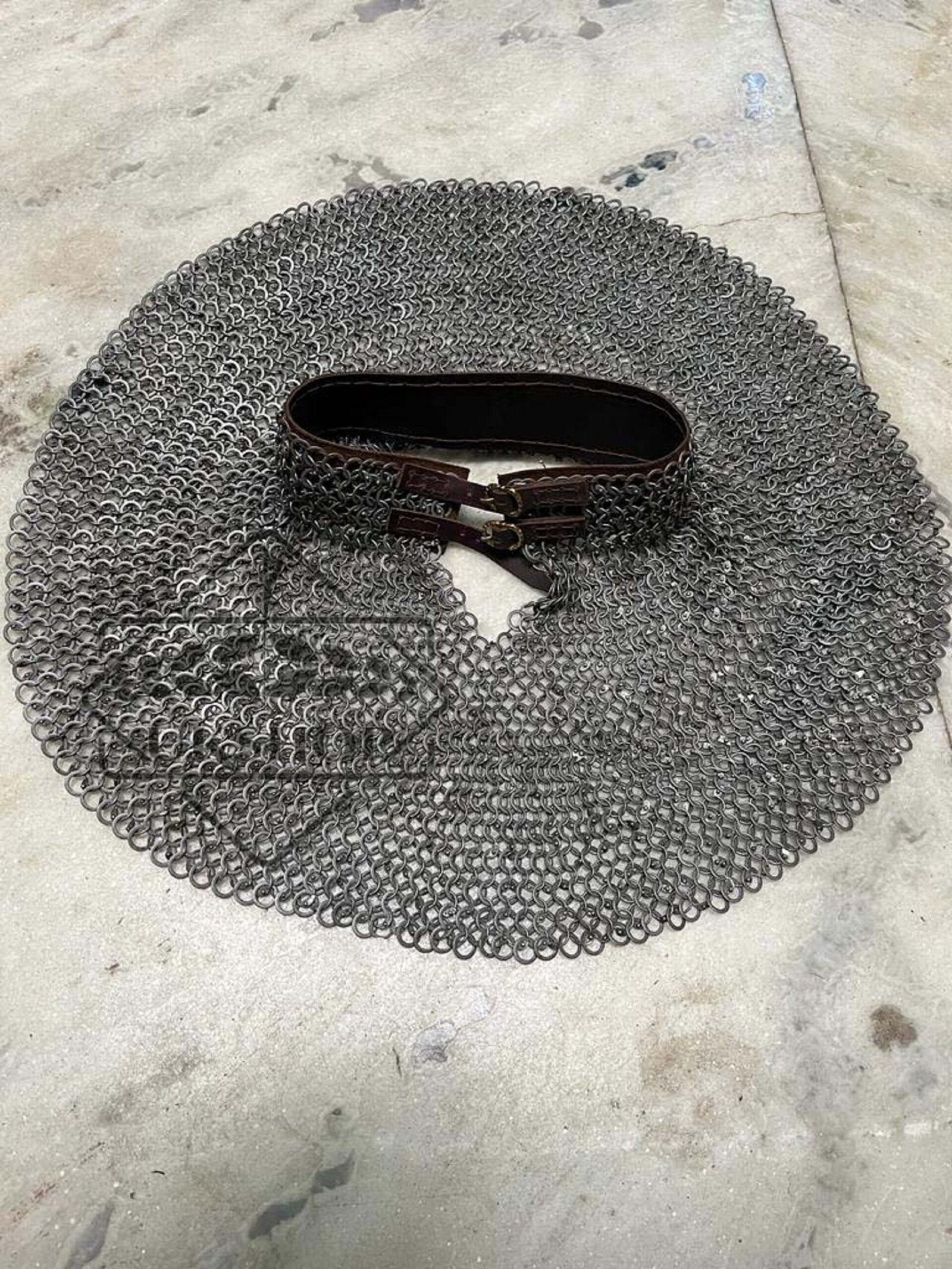 chainmail collar 9mm flat ring riveted mild steel