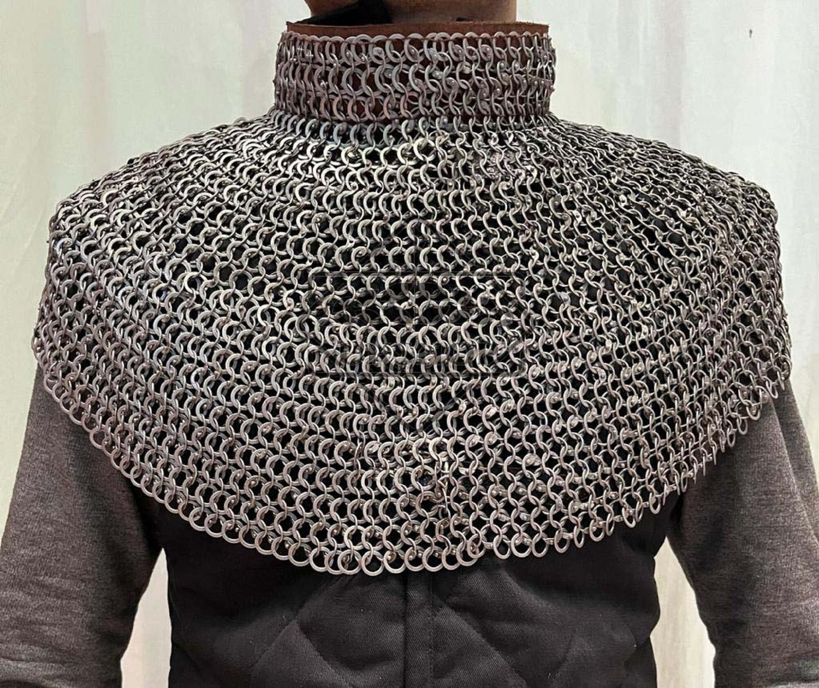 chainmail collar 9mm flat ring riveted mild steel