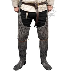 9mm Wedge Riveted Chainmail Chausses, Flat Wedge Riveted with Flat Solid Ring Combination Chausses, Easter