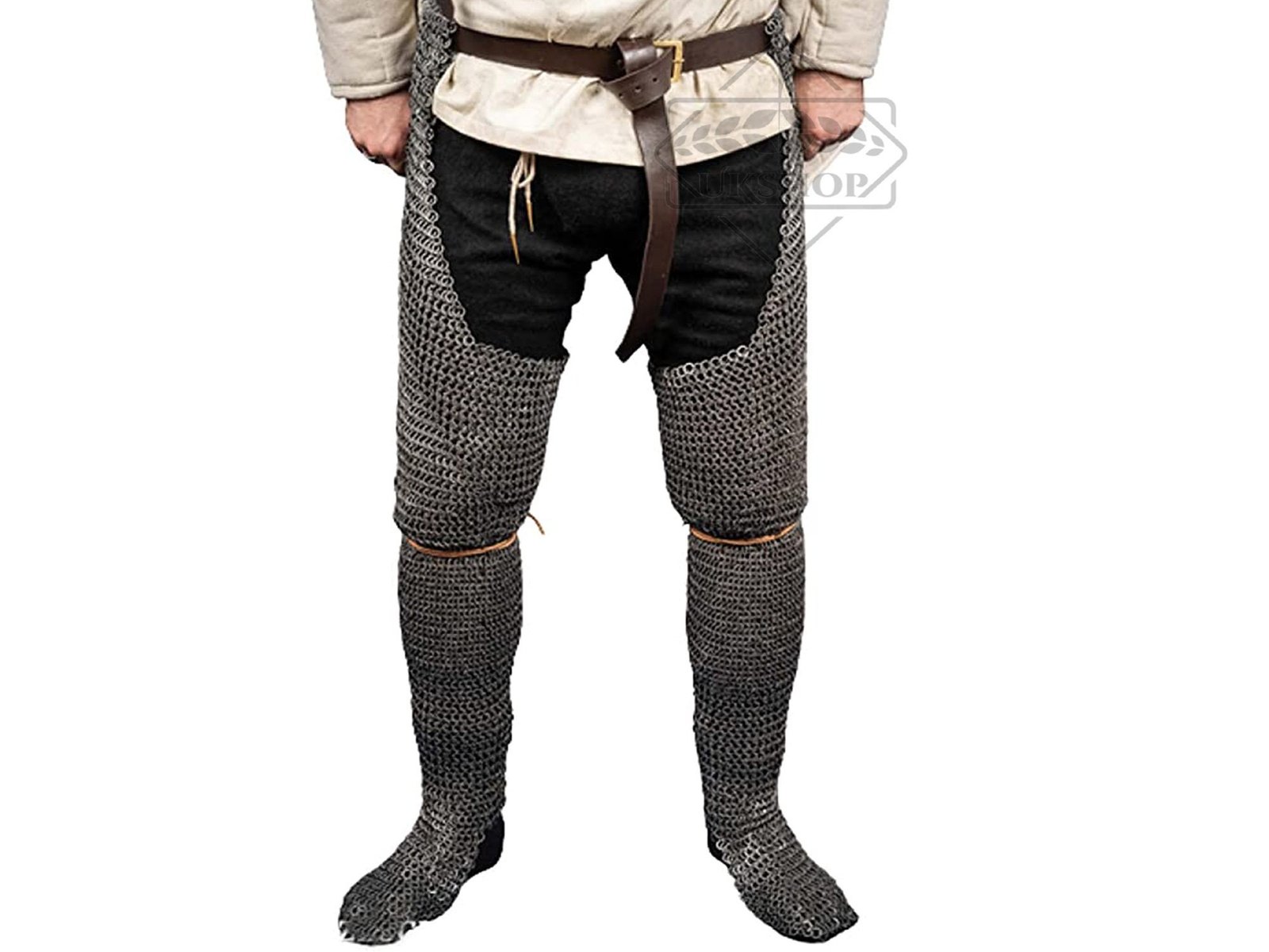 9mm Wedge Riveted Chainmail Chausses, Flat Wedge Riveted with Flat Solid Ring Combination Chausses, Easter
