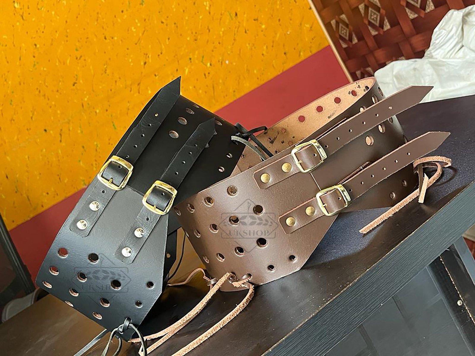 Leather Corset Belt for chausses Armor. Medieval leg armor attachment with leather straps, Thanks giving gift