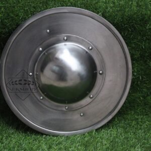 Medieval Buckler Shield Combat Functional Armor LARP Re-Enactment Mount Riveting 18 Gauge Steel Round Shield with Handle