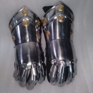 Medieval Handcrafted Gauntlet Armor Steel and Leather Hand Protective Gloves, Thanks giving gift
