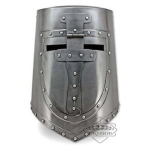 Medieval Visored Great Crusaders Helmet | German & European Closed Helm | Flat Top Plate Armor, Thanks giving gift