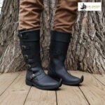 Medieval Knight Boots - Black Leather Boots