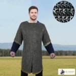 Chainmail hauberk 9mm flat ring riveted with brass trim 1