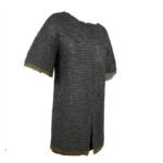 Chainmail hauberk 9mm flat ring riveted with brass trim 1