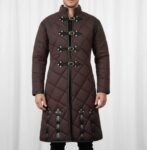 Medieval Gambeson Brown with Black Leather Trim
